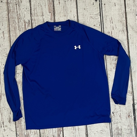 Under Armour Heatgear Loose Blue Athletic Workout Gym Yoga Shirt - Picture 1 of 5